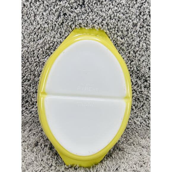 Vintage Pyrex Verde Green Olive Divided Split Casserole Dish with Lid 1.5 Qt - Picture 5 of 10